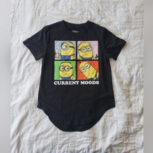 Minions Black Graphic Tee, Crew Neck, Short Sleeve, Cartoon Shirt, Pop Culture